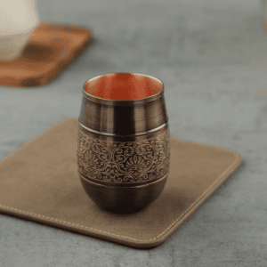 Pure Copper Glass With Half Hammered Half Silk Glass 300 ml