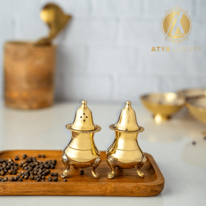 Traditional Brass Salt & Pepper Holder | Namak Box | Handcrafted Spice Container for Kitchen & Dining Table