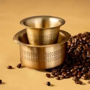 Traditional Brass Coffee Dabara Set Matt Finish Filter Dabra Set | Vintage Tumbler for Serving Coffee Tea | Traditional Coffee Filter