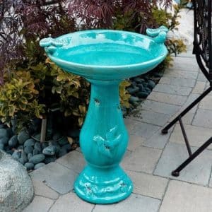Turquoise Ceramic Bird Bath