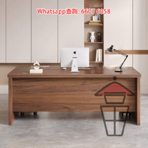 DK36 木系辦公書枱 [胡桃木色] Wooden Office Desk 前方檔板 枱面附電線位 可追加櫃桶櫃