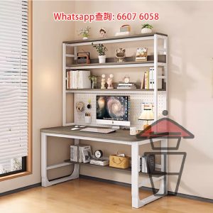 DK56 實木生態板 小童學習枱/書枱 [白架 三層書架] Wooden Study Desk with 3-Tier Bookshelves 背板洞洞板