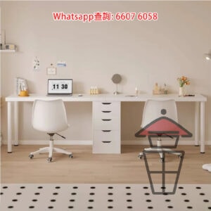 DK100 米白 伸縮書枱梳妝枱 Extendable Desk+Drawers 附櫃桶 可伸縮 做到貼身效果 枱板厚25mm