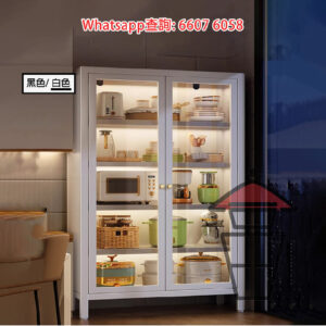 CB147 [白色] 磁吸雙掩門 碳鋼座地置物櫃 Metal Kitchen Cabinet 六層/七層 180cm高 層板高度可調