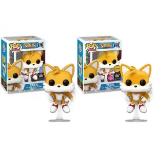 Lot 2 Figurines Funko Pop / Tails N°978 / Sonic / Funko Specialty Series Exclusive / ( 1 Flocked Chase + 1 Normal )