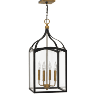 Hinkley Clarendon 3415BZ bronze and brass foyer lantern with clear glass panels