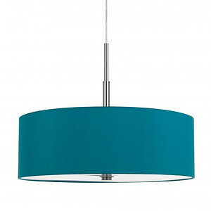 Lonoke Pendant Fixture with Hardback Drum Shade – Aqua Blue Finish