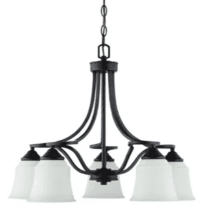 Sunset Marston 5-light chandelier in Provincial Bronze with opal-etched glass shades