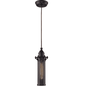 Fulton 1-light mini pendant with oil rubbed bronze perforated metal shade by Elk Home