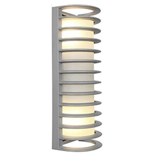 Bermuda 17-inch satin outdoor bulkhead wall light with ribbed frosted glass diffuser