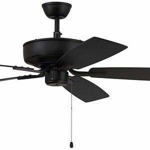 Pro Plus 52-inch flat black ceiling fan with reversible greywood blades and pull chain control
