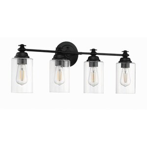 Dardyn 4-light flat black ceiling fixture with glass shades, transitional modern interior lighting
