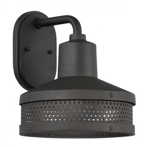 Abalone Point 10 inch 1-light outdoor wall mount in Sand Coal Black, Dark Sky compliant modern exterior wall lantern, medium-base A19 bulb compatible