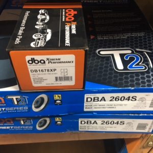 DBA2604S  T2 FRONT SLOTTED ROTORS & DBA PADS VF REDLINE