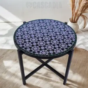 Table d’appoint Lawrence en zellige fait main, design marocain authentique.