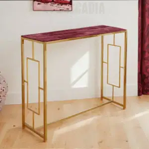 Console Domino avec plateau en zellige marocain et structure en métal doré