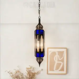 Lustre Fusée en cuivre fait main, plafonnier artisanal avec motifs géométriques pour salon ou chambre