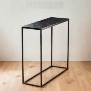 Console Bahia avec plateau en zellige marocain et structure en métal noir époxy