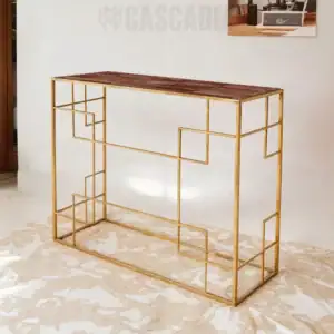 Console Myla avec plateau en zellige marocain et structure en métal finition dorée époxy