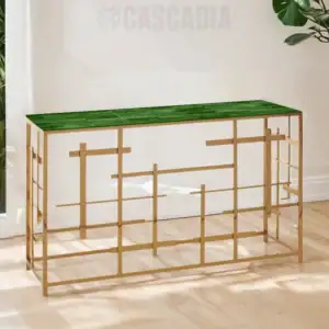 Console Siera avec plateau en zellige marocain et structure en métal doré