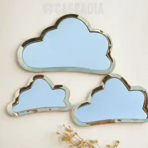 Miroir Nuage en laiton doré fabriqué à la main – décoration murale artisanale marocaine pour salon, chambre et salle de bain
