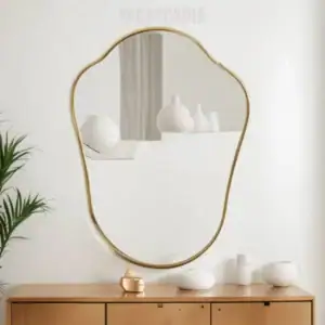 Miroir Goutte d’Or en cuivre avec forme en goutte, élégant et durable pour entrée, salon ou chambre