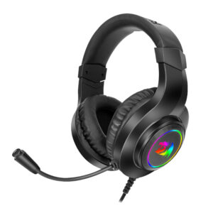 REDRAGON Over-Ear HYLAS Aux (Mic and Headset)|USB (Power Only) RGB Gaming Headset, Black