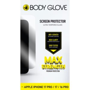 Body Glove Ultra Tempered Glass Screen Protector, Apple iPhone 17 Pro/17/16 Pro, Clear