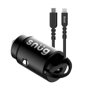 Snug Mini PD Port Car Charger With Lightning Cable, 30W