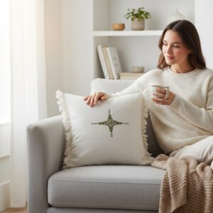 Housse de coussin artisanale en kiria