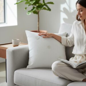 Housse de coussin brodée main