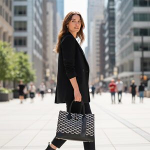 Cabas Oréka Noir cuir pompon