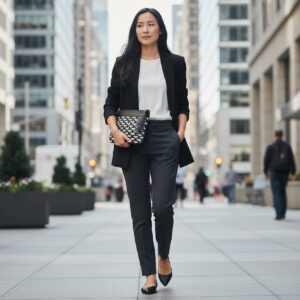 Pochette Oreka noire pompon gris