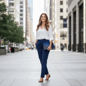 pochette Kama bleu pompon daim