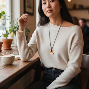 sautoir Ara en corne et laiton