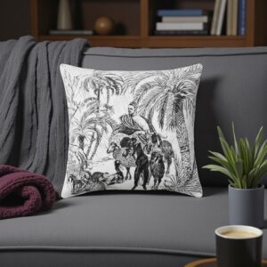 Housse coussin velours Déambulation dans la Palmeraie