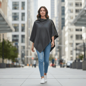 poncho femme vert foncé