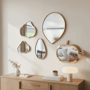 Miroir Pomme en laiton doré