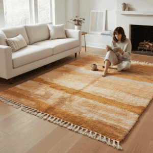 Tapis Mrirt marocain en laine épaisse