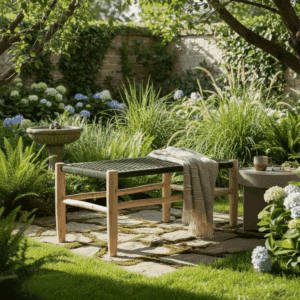 Banc artisanal en bois d’eucalyptus