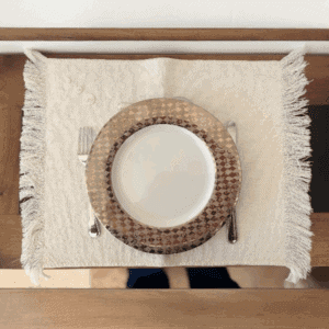 Set de table frangé en kiria