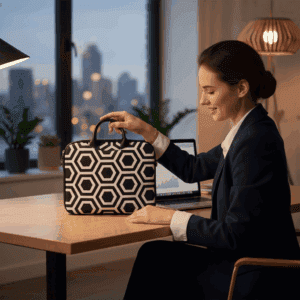 Sacoche ordinateur 15" en velours et cuir