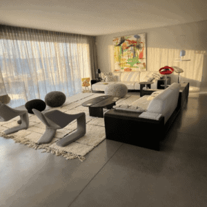 Pouf galet 90 cm en laine tressée