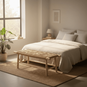 Banc artisanal en bois d’eucalyptus