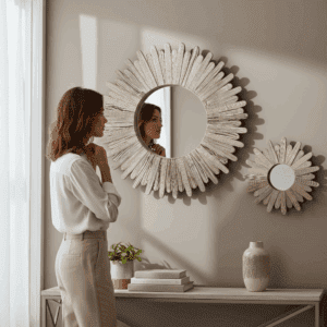 Miroir décoratif en bois dimension S