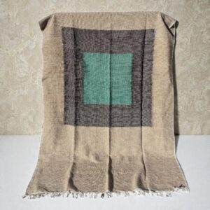 tapis 100 % coton vert tissé main