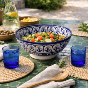 saladier céramique Fès bleu 25 cm fait main
