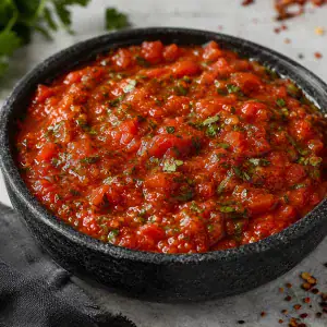 Unsere neue selbst kreierte Kirschtomaten Chimichurri, feurig, frisch