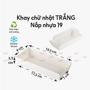 Khay bánh chữ nhật trắng