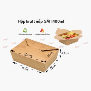 Hộp giấy kraft nắp gài 1400ml